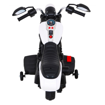 Motor Chopper V-Max na akumulator dla dzieci Biały + Melodie Klakson + Światło + Kółka pomocnicze